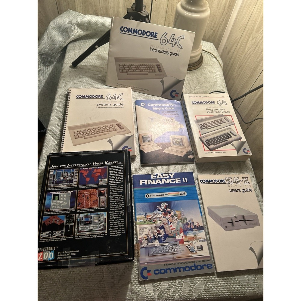 Commodore 64 PC User's Guide Lot Of Books & Black Gold 2 Floppy Disk Games